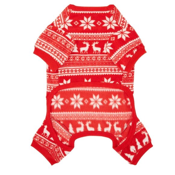 BNWT Red Fair Isle Dog & Cat Fleece Pajamas - Sizes M, L, XL - Picture 5 of 6